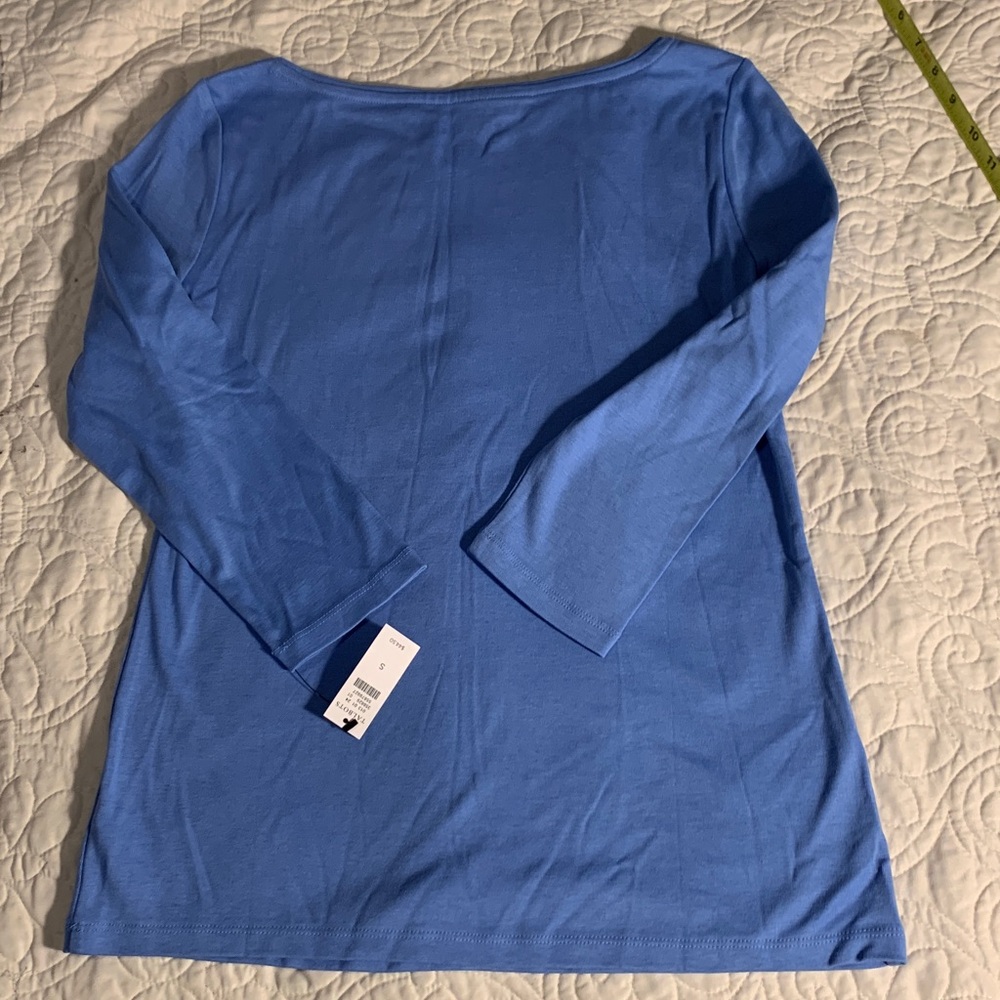 Talbots Women's Long Sleeve Boatneck Top - Cornflower Blue - Picture 7 of 7